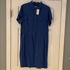 J. Crew Navy Midi Shirt Dress